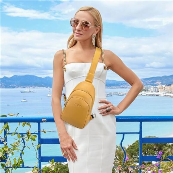 INICAT Crossbody Sling Bags Fanny Packs Leather Purses Chest Bag for Women - Picture 2 of 7